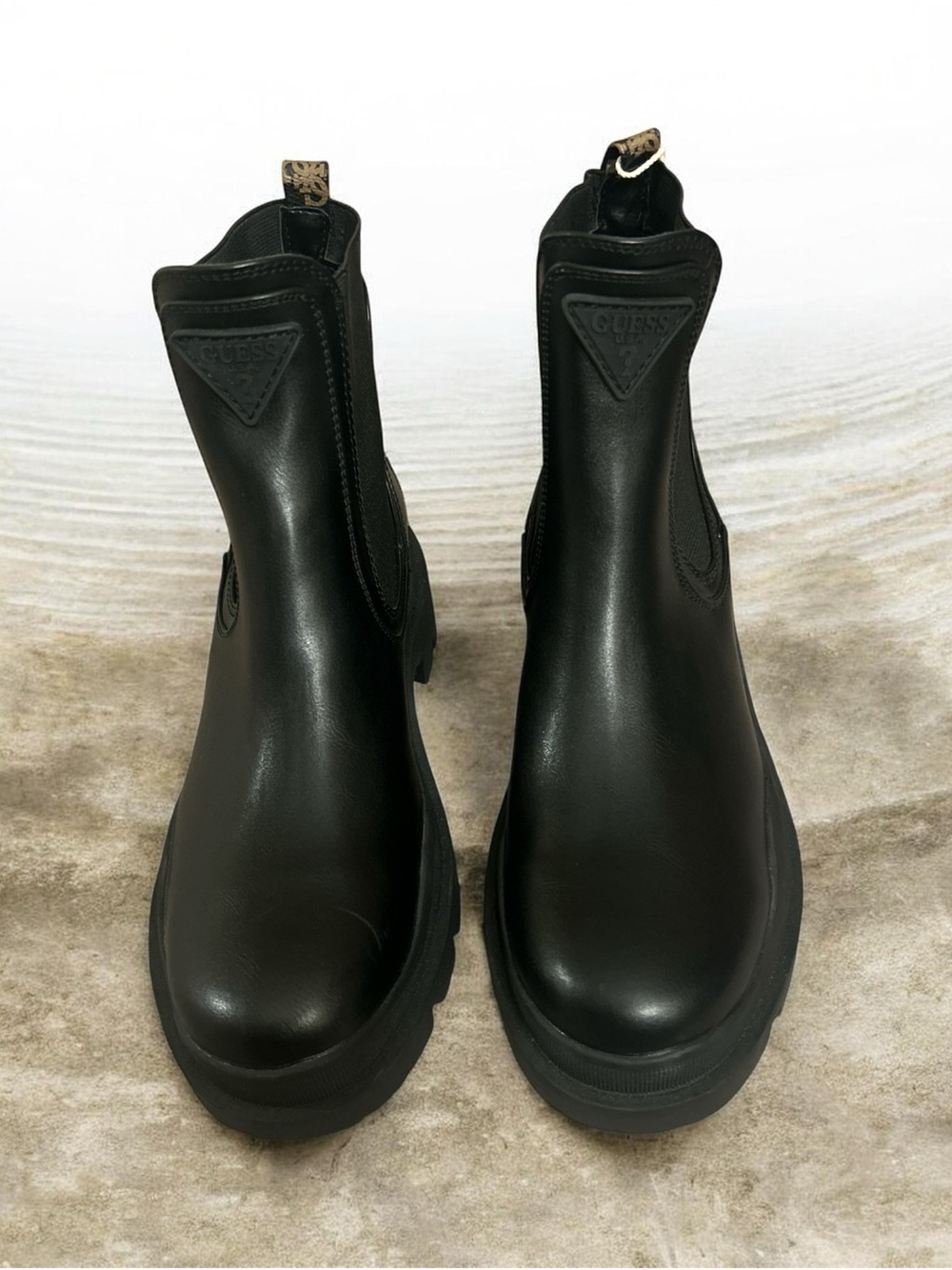 GUESS Black Chelsea Lug Platform Ankle Boots